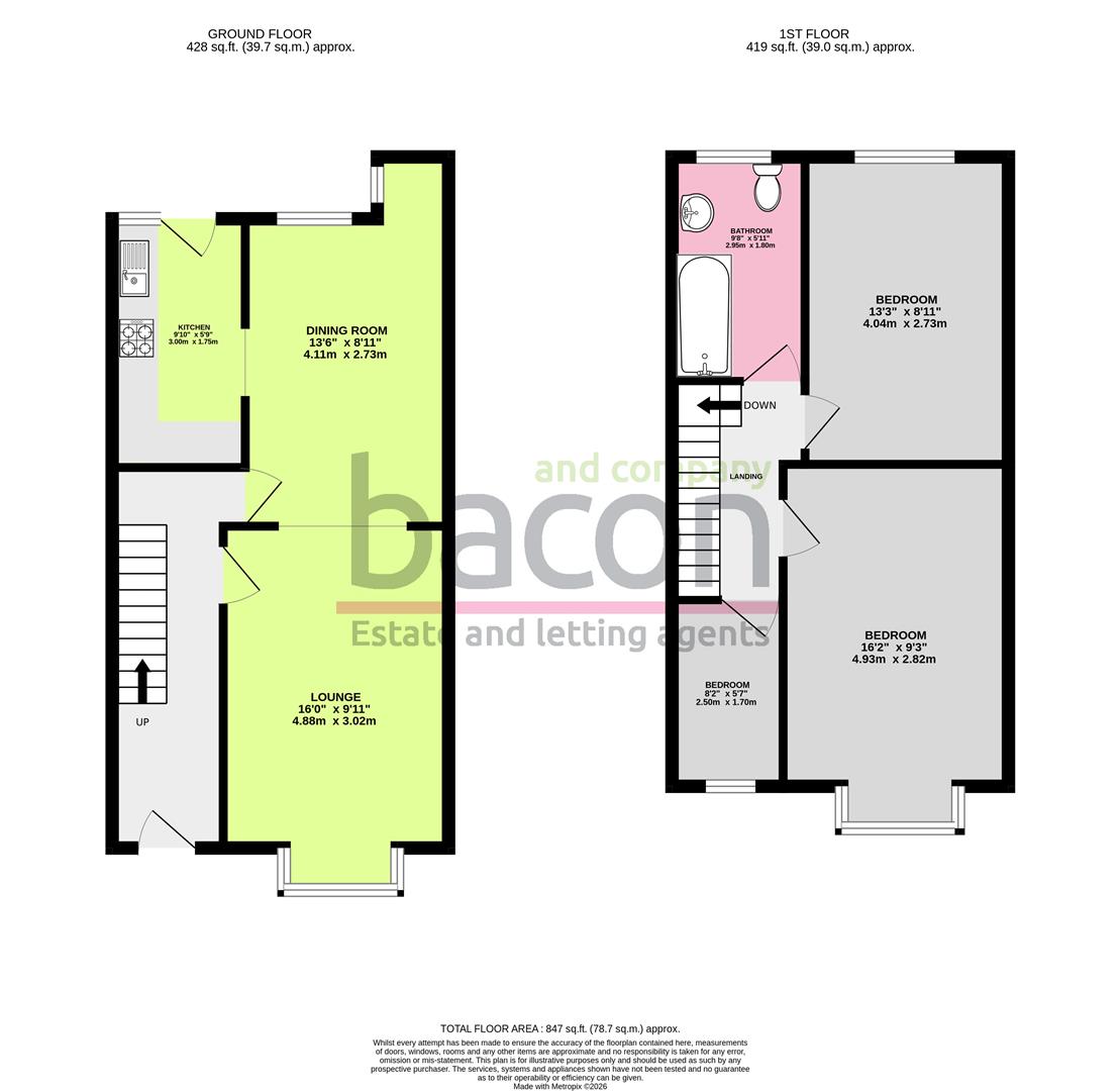 Floor Plan | House - Mid Terrace | Bulkington Avenue, Thomas-A-Becket, Worthing, West Sussex, BN14 7HZ | For Sale